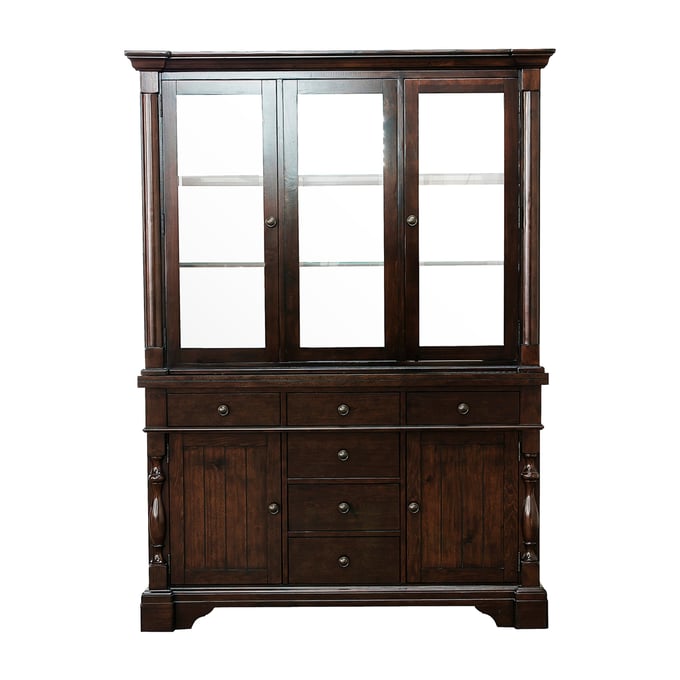 Home Elegance Yates Oak Brown Beige Buffet and Hutch HE-5167-50