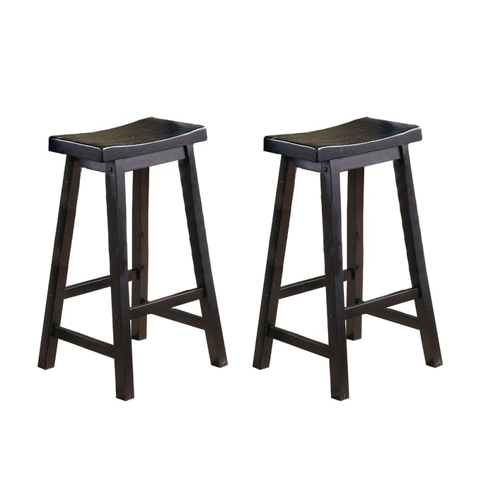 2 Home Elegance Saddleback Black Pub Height Stools HE-5302BK-29