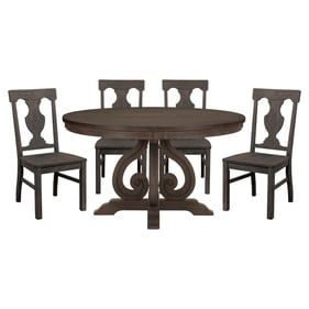 Home Elegance Toulon Brown Dark Oak Wood 5pc Dining Room Set