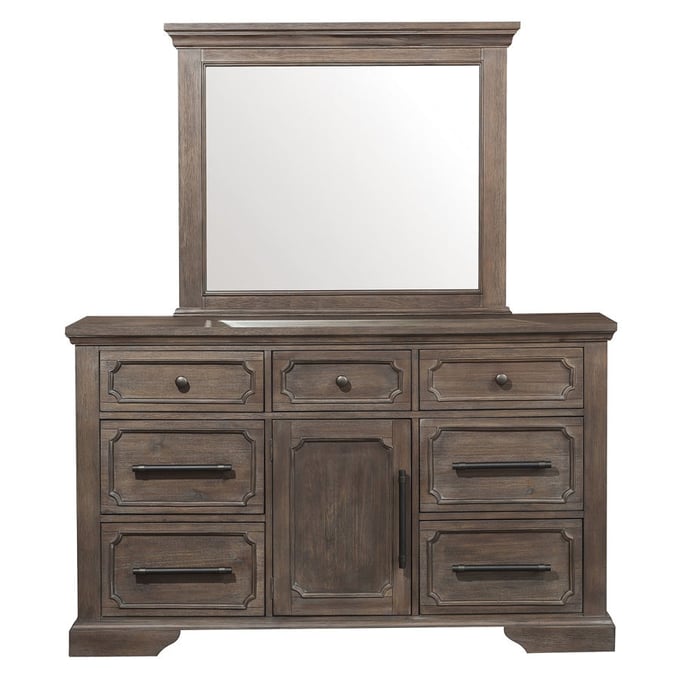 Home Elegance Toulon Wire Brushed Dresser and Mirror HE-5438-DRMR