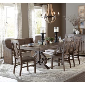 Home Elegance Toulon Brown Dark Oak 6pc Dining Room Set With Bench