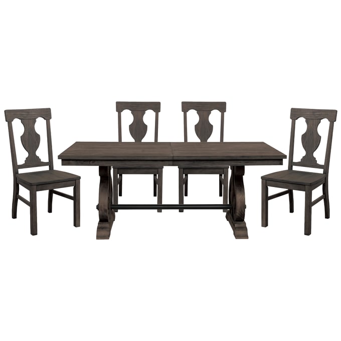 Home Elegance Toulon Brown Dark Oak 5pc Dining Room Set HE-5438-DR-S3