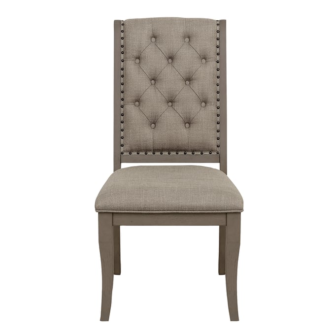 2 Home Elegance Vermillion Taupe Gray Beige Side Chairs HE-5442S