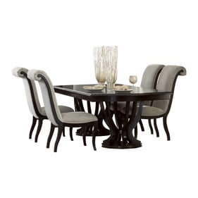 Home Elegance Savion Beige Espresso 5pc Dining Room Set