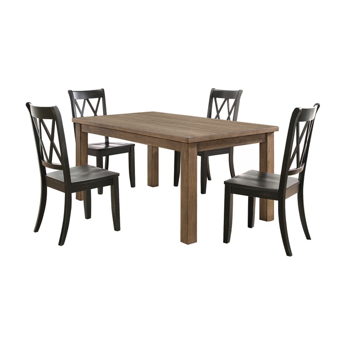 Home Elegance Janina Natural Black Teal 5pc Dining Room Set HE-5516-66-5BKS