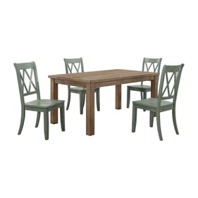 Home Elegance Janina Teal Natural 5pc Dining Room Set