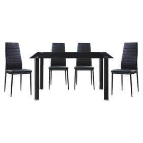 Home Elegance Florian Black Silver 5pc Dining Room Set