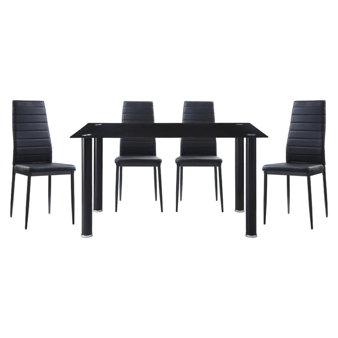 Home Elegance Florian Black Silver 5pc Dining Room Set HE-5538BK-5