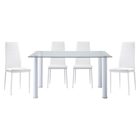 Home Elegance Florian White Silver 5pc Dining Room Set