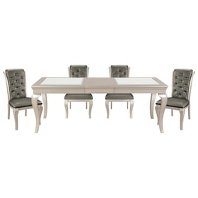 Home Elegance Crawford Gold Silver Champagne Gray 5pc Dining Room Set