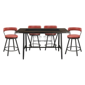 Home Elegance Appert Red Gray 5pc Counter Height Set