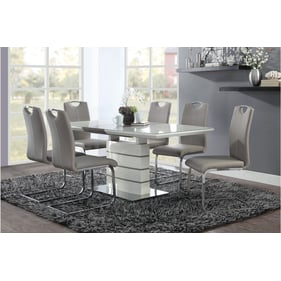 Home Elegance Glissand White Gray Taupe 7pc Dining Room Set