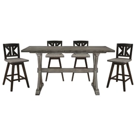 Home Elegance Amsonia Black Gray Wood 5pc Counter Height Set