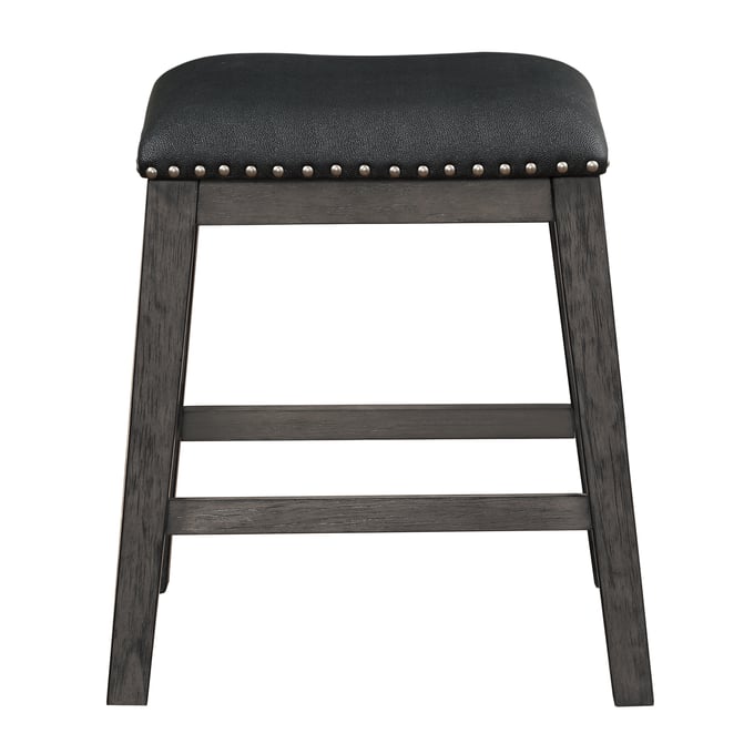 2 Home Elegance Timbre Black Gray Counter Height Stools HE-5603-24