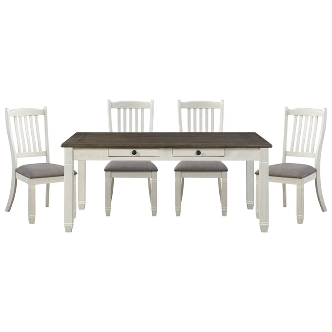 Home Elegance Granby Brown White 5pc Dining Room Set HE-5627NW-72-5-SET