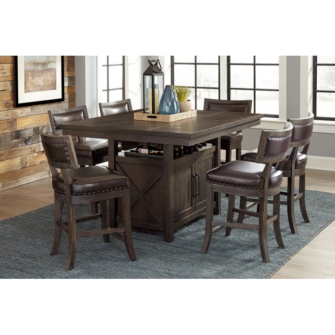 Home Elegance Oxton Brown Cherry 7pc Counter Height Set HE-5655-36-CNT-S1