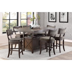 Home Elegance Oxton Brown Fabric Cherry 7pc Counter Height Set