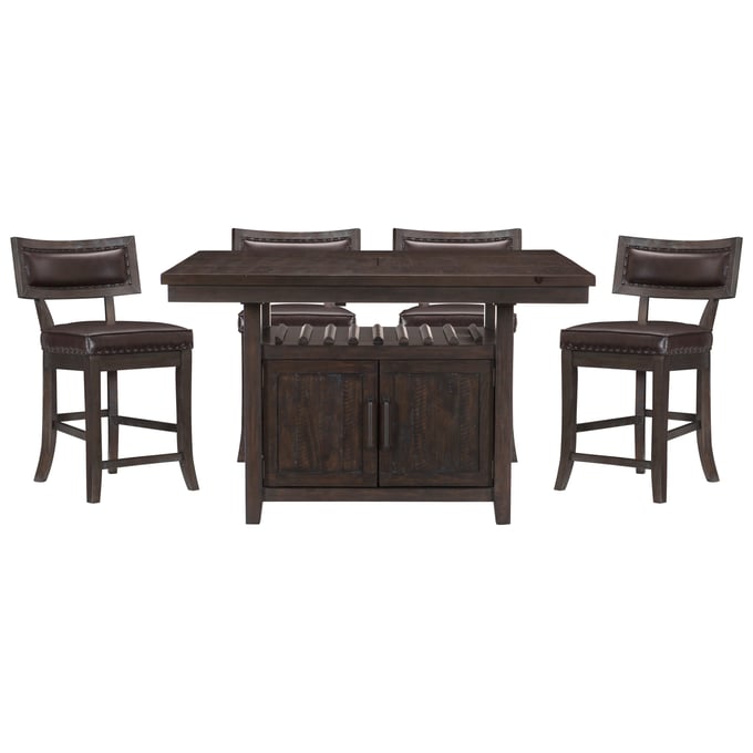 Home Elegance Oxton Brown Cherry 5pc Counter Height Set HE-5655-36-5-SET