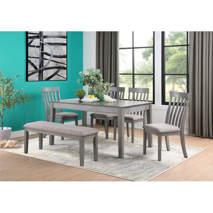 Home Elegance Armhurst Gray 6pc Dining Room Set HE-5706GY-60-6-SET