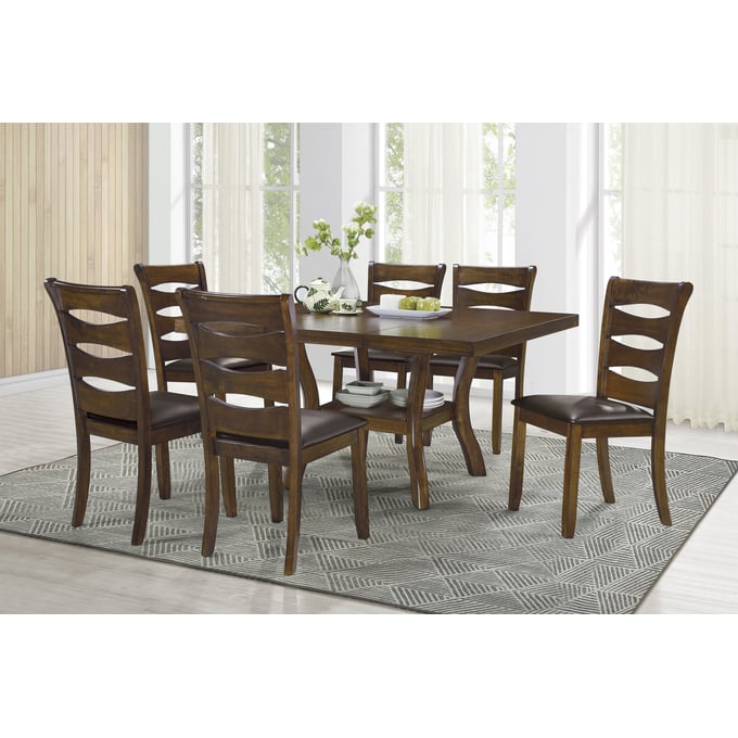 Home Elegance Darla Brown 7pc Dining Room Set HE-5712-54-DR-S1