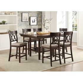 Home Elegance Balin Brown 7pc Counter Height Set With Cross Back Chairs