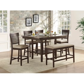 Home Elegance Balin Brown 6pc Counter Height Set With Bench