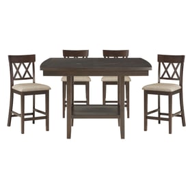 Home Elegance Balin Brown 5pc Counter Height Set