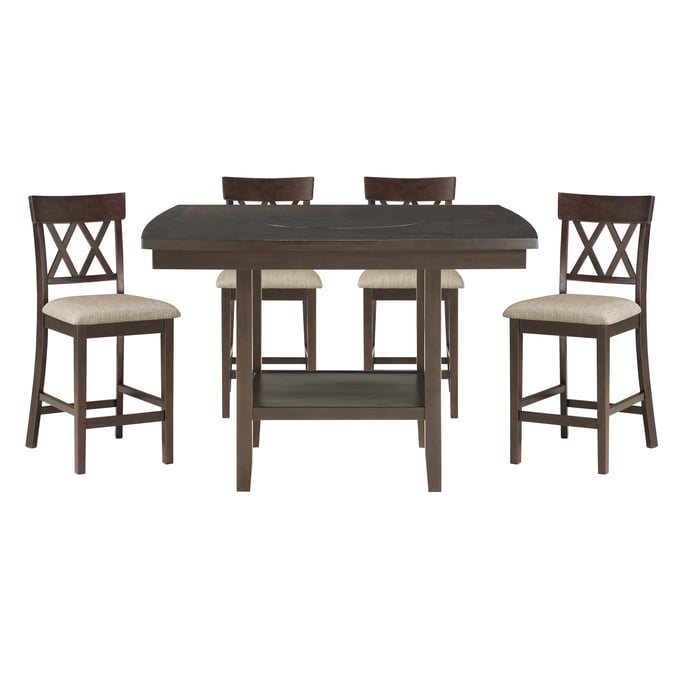 Home Elegance Balin Brown 5pc Counter Height Set HE-5716-36-5S2-SET