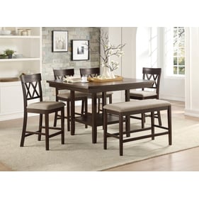 Home Elegance Balin Brown 6pc Counter Height Set With Cross Back Chairs