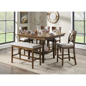 Home Elegance Balin Light Oak Gray 6pc Counter Height Set With Bench