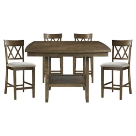 Home Elegance Balin Light Oak Gray 5pc Counter Height Set