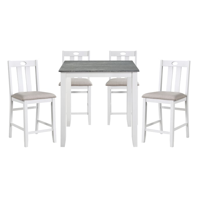 Home Elegance Lowell Gray White 5pc Counter Height Set HE-5744WH-36