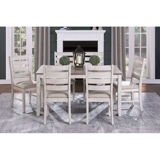 Home Elegance Ithaca White Gray 7pc Dining Room Set HE-5769W-60-DR-S1