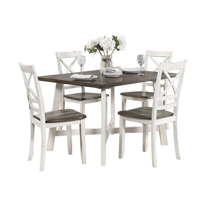 Home Elegance Troy Cherry White 5pc Dining Set HE-5777WH