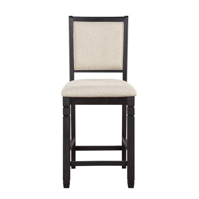 2 Home Elegance Asher Black Beige Counter Height Chairs HE-5800BK-24