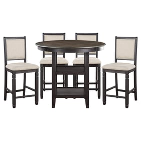 Home Elegance Asher Brown Black Beige 5pc Counter Height Set