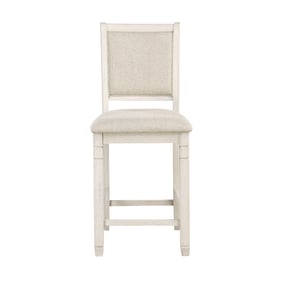 2 Home Elegance Asher White Beige Counter Height Chairs