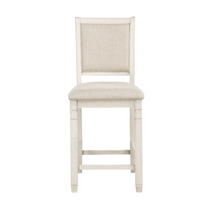 2 Home Elegance Asher White Beige Counter Height Chairs HE-5800WH-24