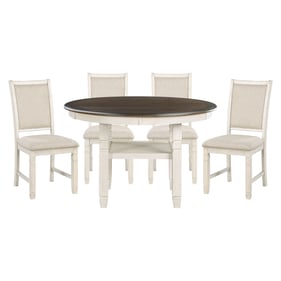 Home Elegance Asher Brown White Beige 5pc Dining Room Set