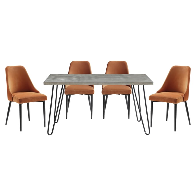 Home Elegance Keene Gray Orange 5pc Dining Room Set HE-5817-60-5RN-SET