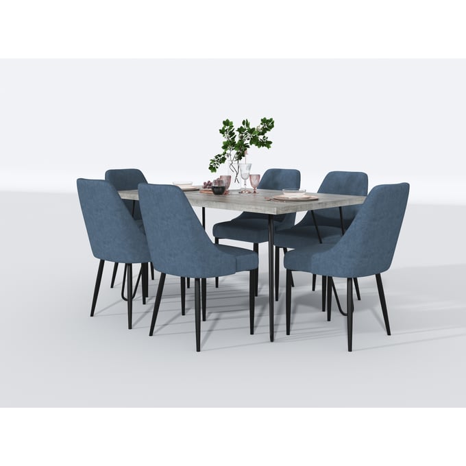 Home Elegance Keene Gray Blue 7pc Dining Room Set HE-5817-60-DR-S1