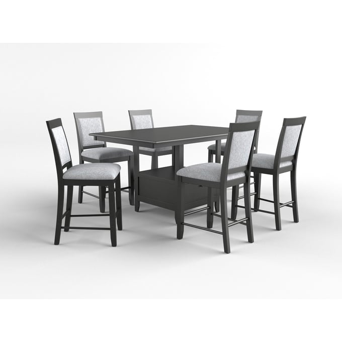 Home Elegance Raven Charcoal Gray 7pc Counter Height Set HE-5825-36-CNT-S1