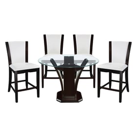 Home Elegance Daisy Espresso White Round 5pc Counter Height Set