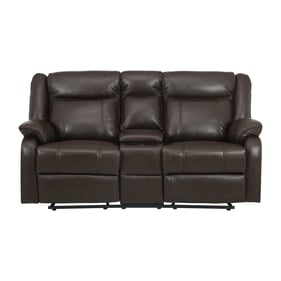 Home Elegance Jude Brown Double Glider Reclining Console Loveseat