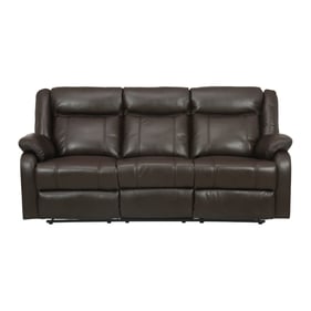 Home Elegance Jude Brown Double Reclining Sofa with Cup Holders