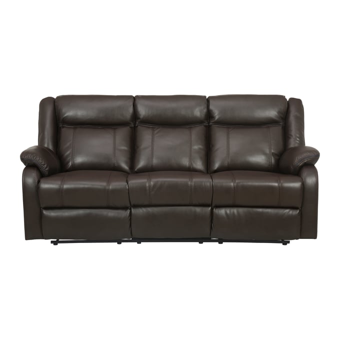 Home Elegance Jude Brown Double Reclining Sofa with Cup Holders HE-8201BRW-3