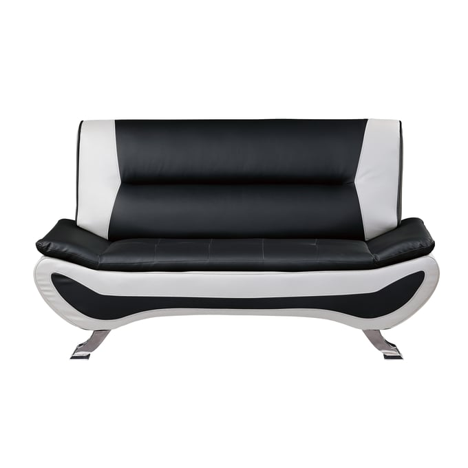 Home Elegance Veloce White Black Love Seat HE-8219-2