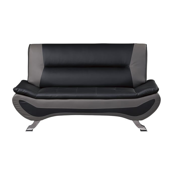 Home Elegance Veloce Gray Black Love Seat HE-8219BLK-2