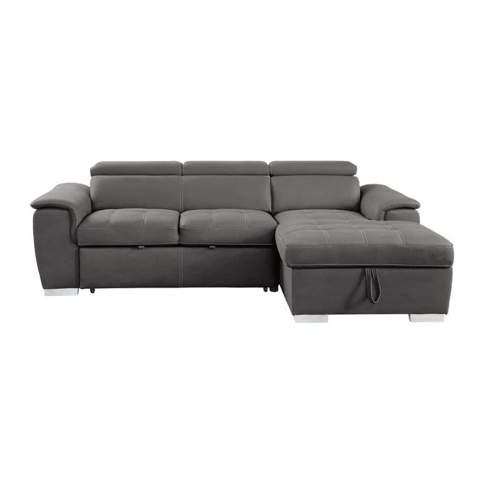 Home Elegance Ferriday Gray 2pc Sectional with Adjustable Headrests HE-8228GY