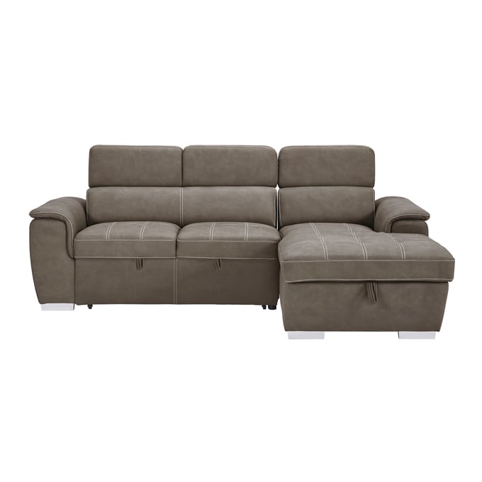 Home Elegance Ferriday Taupe 2pc Sectional with Adjustable Headrests HE-8228TP